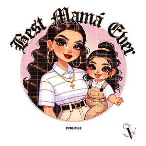 Chicana Mom PNG Fête des Mères Chola Old School Style Chibi Latina Design pour Sublimation | Téléchargement numérique