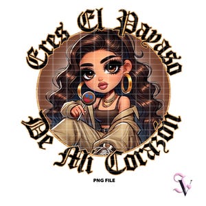 Chicana Valentine PNG Old School Chola Chibi Style Latina-ontwerp voor sublimatie | Digitale download