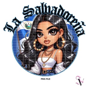 La Salvadoreña Latina PNG El Salvador Chibi Style Latina Projekt do sublimacji | Pobieranie cyfrowe