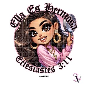 Ella es Mamá Hermosa Chicana Mamá PNG Día de la Madre Estilo Chola Chibi de la Vieja Escuela Diseño Latino para Sublimación / Descarga Digital