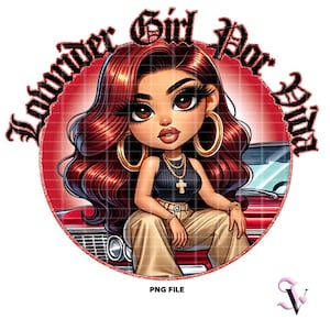 Lowrider Girl Por Vida Chicana PNG Chicano Lowrider Chibi Style Latina Design for Sublimation | Digital Download