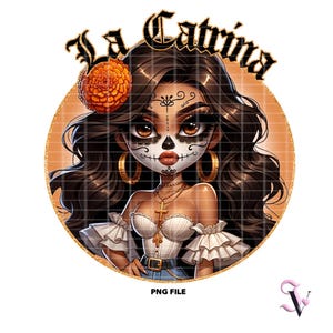 La Catrina Dia de los Muertos Chicana Halloween PNG Style Old School Chola Chibi Design Latina pour sublimation | Téléchargement numérique