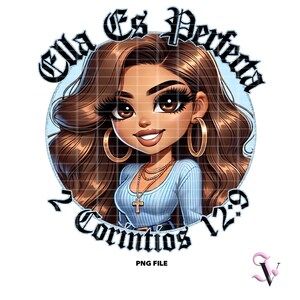 Ella es mamá perfecta chicana mamá PNG día de la madre estilo chola chibi de la vieja escuela diseño latino para sublimación / descarga digital