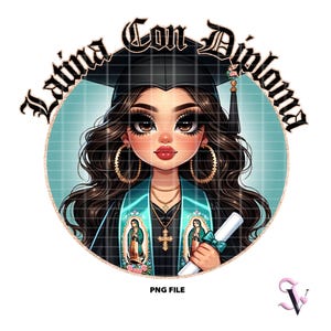 Latina Con Diploma Chicana Graduacion PNG La Graduada Chibi Style Latina Design for Sublimation / Digital Download