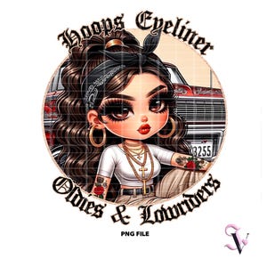Lowrider Chicana PNG Old School Chola Chibi Style Latina Design do sublimacji | Pobieranie cyfrowe