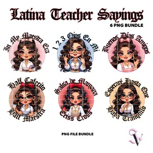 Ensemble latina chicana PNG style enseignante chola chibi old school pour sublimation | Téléchargement numérique