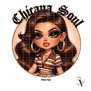 Chicana Soul Old School Chicana PNG Old School Chola Chibi-stijl Latina-ontwerp voor sublimatie | Digitale download