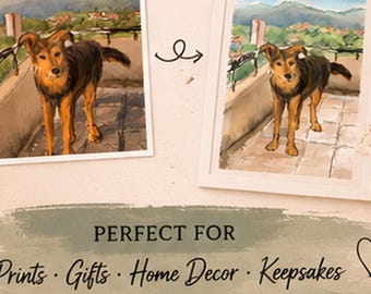 Custom Pet Portrait from Photo, Personalized Dog & Cat Illustration - Eco Friendly Gift