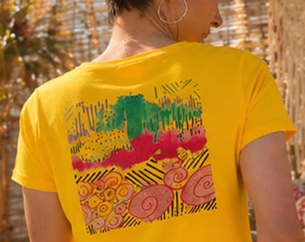 Yellow Abstract Art T-Shirt: Colorful Modern Graphic Tee, Summer Outfit