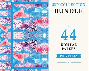 Hand Drawn Digital Paper Bundle, Scrapbook Paper Pack, Seamless Pattern Collection, Commercial Use PNG