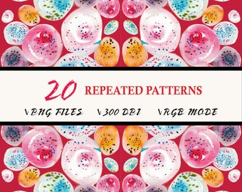 Abstract Watercolor Circle Pattern Fabric. Sea Life Surface Pattern Design. Seamless Repeat Digital Download.