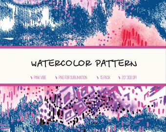 Pink Watercolor Seamless Patterns Bundle, Hand Drawn Digital Paper (Instant Download)