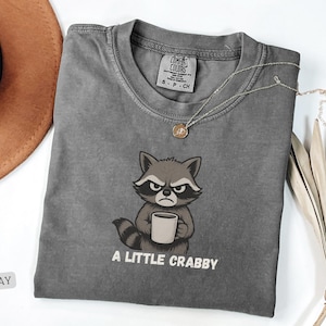Minimalist Raccoon  A Little Crabby Graphic Tee  Shirt Funny Racoon Shirt Funny Summer Meme Shirt Racoon Meme Cute Angry Animal Aesthetic