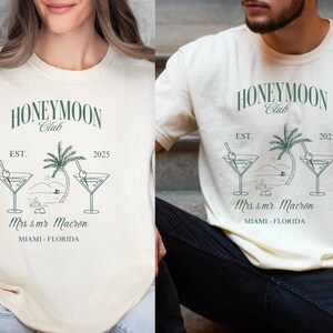 Custom Honeymoon Social Club Tshirt Personalized Mr & Mrs Family Name Shirt  Just Married Shirts Couples Honeymoon Club Couples Matching