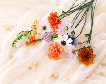 Handmade Glass Birth Month Flower, Hand Blown Wire Stem Flower Bouquet, Gift for Her Birthday Christmas Handmade Gift, Romantic Keepsake