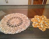 2 Vintage Hand Crochet Round Doilies