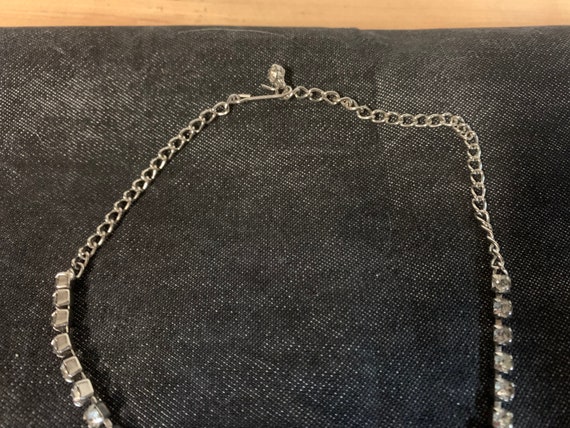 Vintage Clear Rhinestone Drop Necklace - image 3