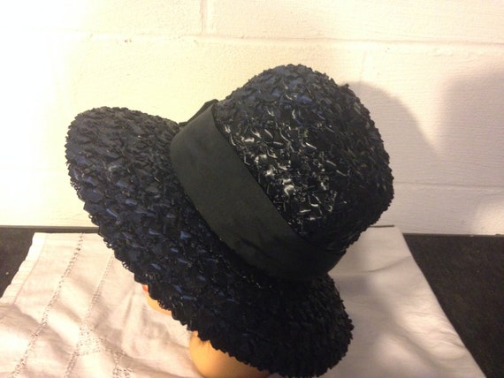 Vintage Black Straw Church Casual Woman's Hat - image 3