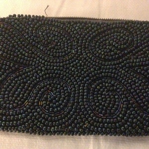 Vintage Black Beaded Bag by Debbie Made in Japan Evening Clutch Purse