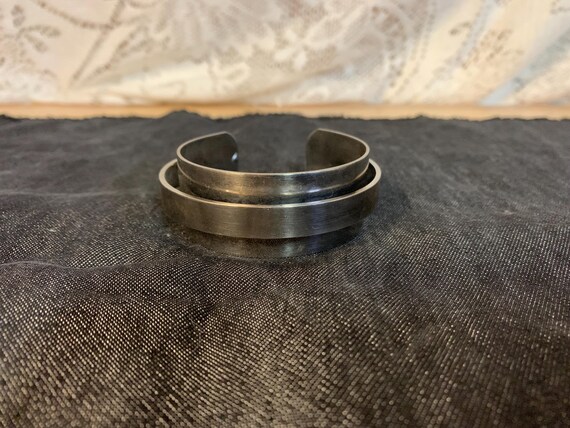 Silver Tone Two Layer Bangle Bracelet - image 1