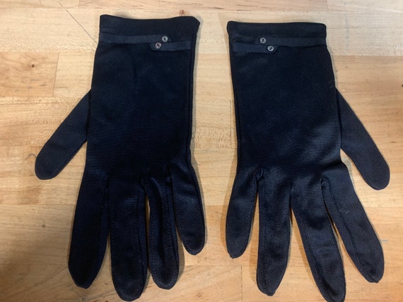 Vintage Black Polyester Gloves - image 1