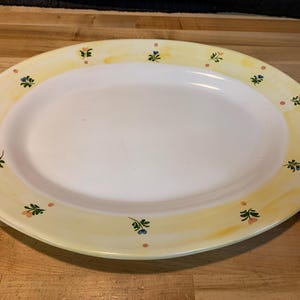 Oval Yellow and White Platter