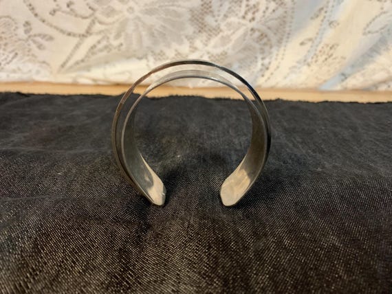 Silver Tone Two Layer Bangle Bracelet - image 3