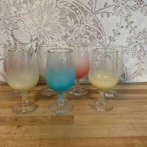 Set of 7 Mid Century Frosted Glassware/Barware