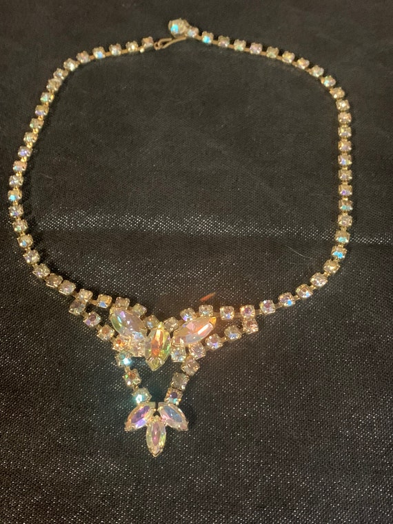 Vintage Auroa Borealis  Rhinestone Chocker Necklac