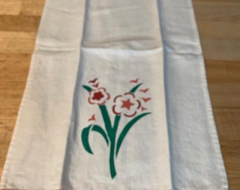 Vintage Stencil Design Bath Guest Hand Towel