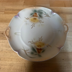 Vintage Germany Hand Painted Porcelain Floral Plate  Tray