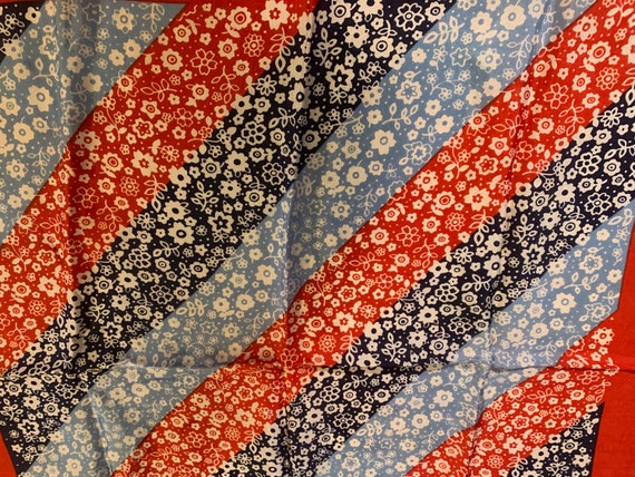 Vintage Red White and Blue Floral Womans Scarf - image 2