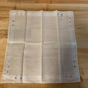 Vintage Embroidered A Hankie Handkerchief