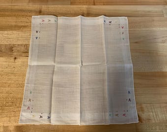 Vintage Embroidered A Hankie Handkerchief