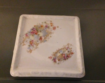 Antique Porlelain Floral Tea Trivet Victorian Shabby Country Chic