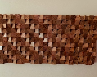 Modern wall art in natural wood, wooden mural art, handmade 3D decorative panel, handcrafted wall decoration, natural wood decoration