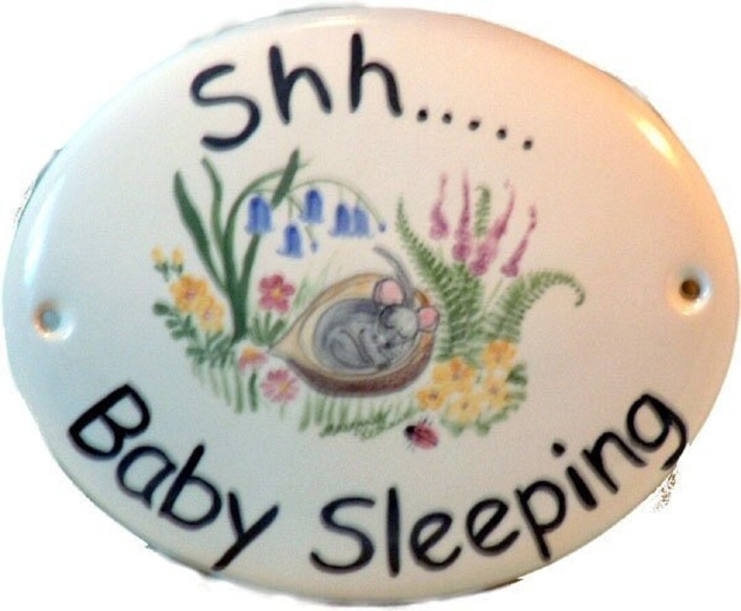 Custom Painted Ceramic Baby Sleeping Sign, Floral Mouse Design - Etsy