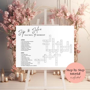 Wedding Crossword Puzzle Wedding Giant Custom Wedding Crossword Puzzle Personalized Sip And Solve For Wedding Table Games Custom Crossword