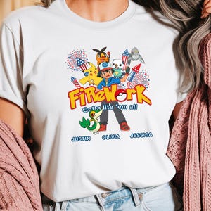 Personalized Pokémon Parody 4th of July Fireworks SHIRT, Cartoon Character, Happy Independence Day Shirt, Independence Cartoon shirt
