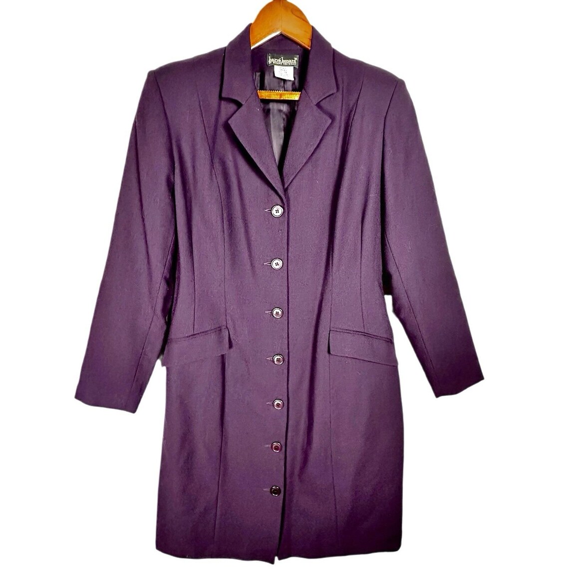 Vintage 80s European Wool Coat Purple Size 14 (Fits Like Medium)  by Harvé Bernard Holtzman, Foto 2 von 5