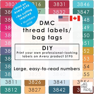DMC Thread Labels | Avery 5195 | Large Numbers | Instant PDF Download (USA)