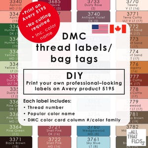 DMC Thread Labels | Avery 5195 | Color Names (popular) & Numbers | Instant PDF Download (USA)