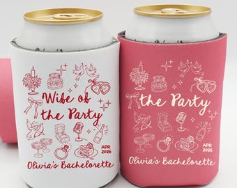 Wife of the Party Bachelorette Can Coolers, Custom Can Coolers for Bridal Party, Personalized Bachelorette Can Sleeve, Bach Gift