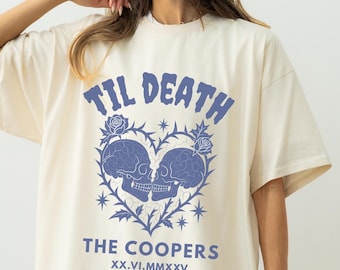 Custom Til Death Shirt, Mr Mrs Skull Skeleton Matching Shirts, Edgy Bride&Groom Gift, Just Married Husband Wife Gothic Comfort Colors Shirt
