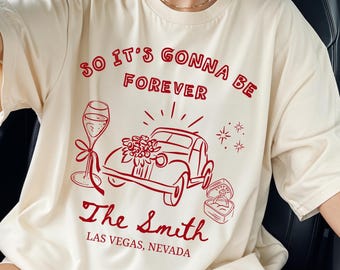 Just Married Comfort Colors Shirt – Custom Name Honeymoon Tee, Newlywed Matching Shirts, Personalized Wedding Couple Gift