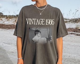 Vintage Photo And Year Shirt, Custom 40th Birthday Shirt, 30th 50th 60th Birthday Gift, Vintage 1986 1996 Shirt