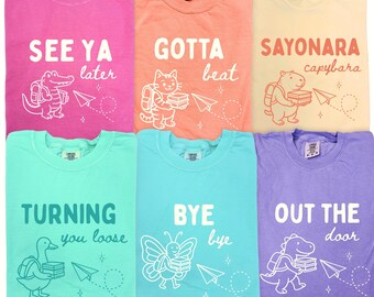 Last Day of School Shirt, Matching Teacher Team Silly Goose Goodbye Tee, See You Later Alligator Raccoon Capybara Tshirt