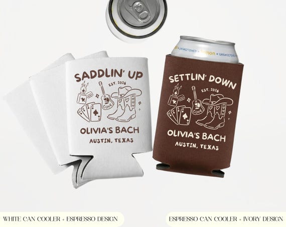 Same Cowboy Forever Drink Sleeve, Saddlin' Up Settlin' Down Last Rodeo Favor, Nashville Western Cowgirl Can Cooler, Bachelorette Koozies