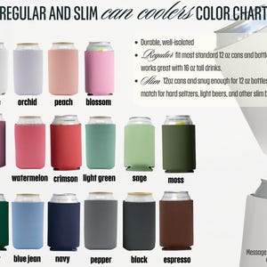 Custom Wedding Can Cooler, Drink Sleeve Favor for Guests, Custom Koozie with Names & Date, Retro Wedding Gift Idea image 7