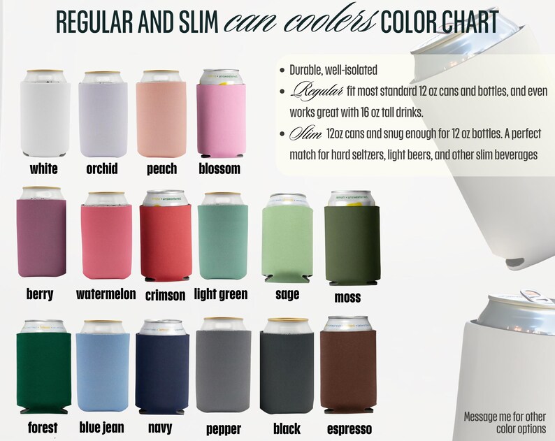 Custom Wedding Can Cooler, Drink Sleeve Favor for Guests, Custom Koozie with Names & Date, Retro Wedding Gift Idea image 7